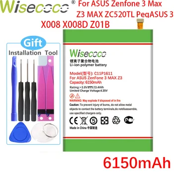 WISECOCO 6150mAh C11P1611 Baterija ASUS Zenfone 3 Max Z3 MAX ZC520TL PegASUS 3 X008 X008D Z01B Smart Phone+Sekimo Numerį