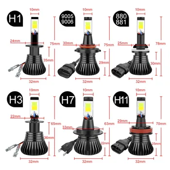S&D H8, H9 H11 H7 LED Lemputes Dual Spalvos Auto Rūko Vairavimo Lemputė 9005 HB3 HB4 9006 H27 880 881 H3 H1 Automobilių žibintai Balta Geltona