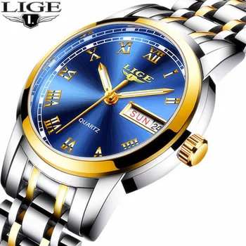 Relogio Feminino 2019 LIGE Moterų Laikrodžiai Top Brand Prabanga Rose Gold Žiūrėti Ponios Kvarcinis Laikrodis atsparus Vandeniui Ponios, Mergaitės Laikrodis