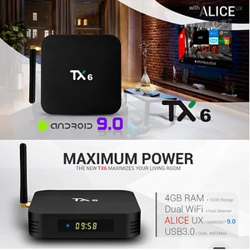 TX6 Android 9.0 Allwinner H6 TV Box 4GB 32GB 5.8 G Wifi Quad Core USD3.0 BT4.2 4K Set Top Box-media Player