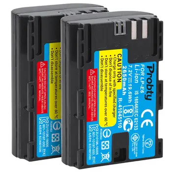 2vnt Visą koduojami LP-E6 LPE6 2650mAh Baterija Batteria Canon 5D Mark II, III ir IV 70D 5Ds 6D 5Ds 80D 60D 7D 5Ds R DSLR Fotoaparatas