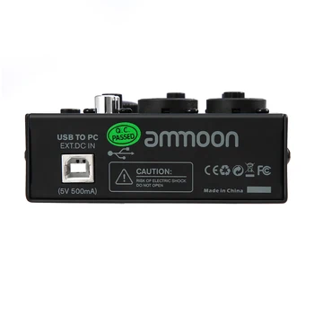 Ammoon AGM02 Mini 2 Kanalų Garso plokštė Maišymo Konsolės, Skaitmeninės Garso Maišytuvas 2-band EQ, Built-in 48V Phantom Power 5V USB Powered