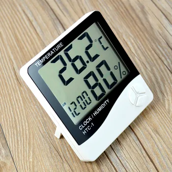 1 Vnt Patalpų Namuose Termometras Skaitmeninis LCD Drėgmėmačiu Temperatūros, Drėgmės Matuoklis, Laikrodis