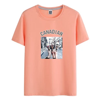 Kokybės 95% Medvilnė, 5% Spandex Azijos Dydis-trumpomis Rankovėmis Vyrams Marškinėliai Mados Kanados Spausdinti Rausva Pilka Vasara O-kaklo Žmogus T-shirt