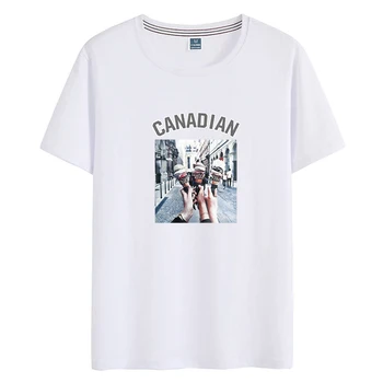 Kokybės 95% Medvilnė, 5% Spandex Azijos Dydis-trumpomis Rankovėmis Vyrams Marškinėliai Mados Kanados Spausdinti Rausva Pilka Vasara O-kaklo Žmogus T-shirt