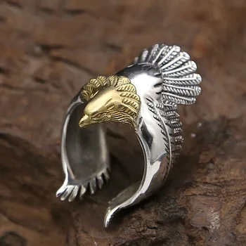 925 Sterling Silver Eagle Žiedas Bauda papuošalai, Vyrų ar Moterų Mados Šalis Valdinga Asmenybė Dovana Prekės S219