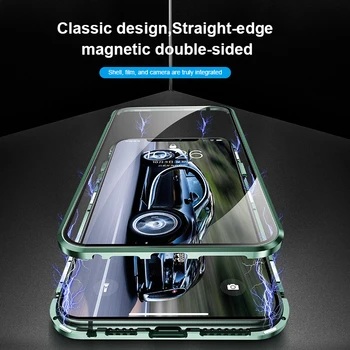 Magnetinio Adsorbcijos Metalo Atveju IPhone, 11, Apimantis Visą Dvipusis Stiklo Atveju IPhone, 11 Magneto Dangtelis Apsaugos Atveju