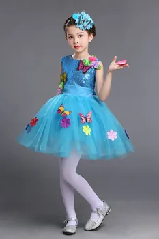 Gėlių Vaikų Dienos Mergaičių Šokio Spektaklis Drabužius Mergaitėms 3D Tinklinio Kamuolys Suknelė Princess Tutu Suknelė Šalis Vestuvių Kostiumas Naujas