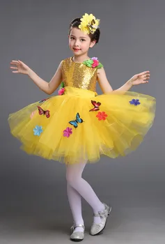 Gėlių Vaikų Dienos Mergaičių Šokio Spektaklis Drabužius Mergaitėms 3D Tinklinio Kamuolys Suknelė Princess Tutu Suknelė Šalis Vestuvių Kostiumas Naujas