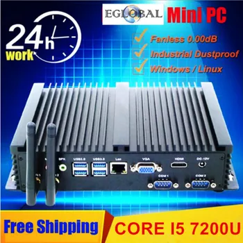 Eglobal Intel Core i5 5250U i5 7200U Pramonės Ventiliatoriaus Mini PC Windows10 TV Box HD-MI 300M Wifi+Bluetooh 2*KOM 1*Lan 1*HDMI
