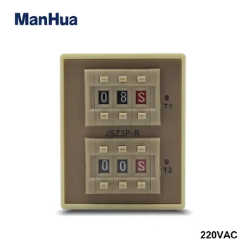 ManHua 220VAC Uždarasis CIKLAS DELAY Timer Relay JSZ3P-R su 0,1 s-99H diapazonas