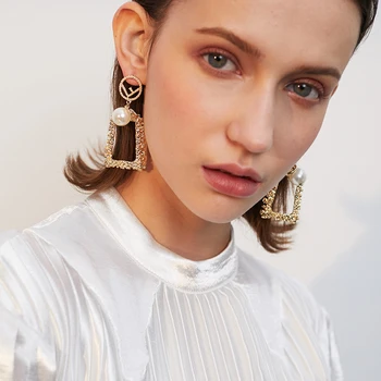 Perdėtas atmosfera nauji auskarai asmenybės geometrinis aikštėje auskarai kūrybos paprasta ilgų ausų papuošalai moterų