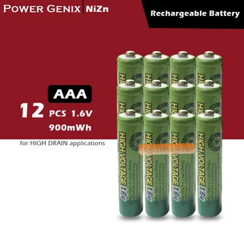 Ping 12Pcs/daug NiZn 1.6 V AAA 900mWh Įkrovimo Powergenix daugiau nei 1,5 v Baterijos Aukštos Įtampos Didelio Nutekėjimo Naudojimo