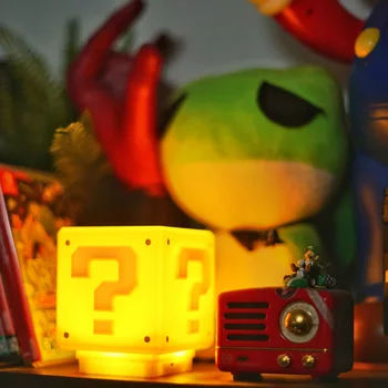 USB Įkrovimo LED klaustuko Naktį Šviesos Super Mario Žaidimas Vaikų Naktį Miegamajame Namų Kubo Ruožtu Stalo Lempa Lampara Dovana