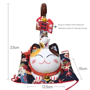 9 colių Keramikos Maneki Neko Ornamentu Pasisekė Katė taupyklė Japonijos Ilga Uodega Likimo Katės Feng Shui Apdailos Vestuvių Dovana