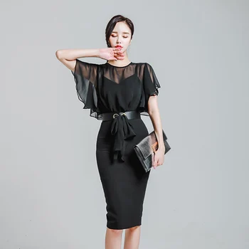 Moterų Suknelė Šifono Suknelės Moteris korėjos Office Lady Bodycon Suknelė Plius Dydis Vasaros Elegantiškas Moteris Akių Suknelės Moterims, Vestidos XL