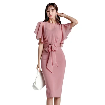 Moterų Suknelė Šifono Suknelės Moteris korėjos Office Lady Bodycon Suknelė Plius Dydis Vasaros Elegantiškas Moteris Akių Suknelės Moterims, Vestidos XL
