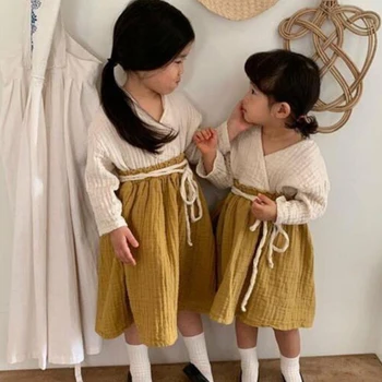 2020 M. Pavasarį Baby Girl Princesė Dress Bamblys Mergina Atsitiktinis Lino Suknelė Baby Girl Drabužiai Vaikams, Suknelės, Šaliai