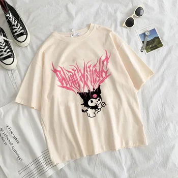 Moterų marškinėliai Rap Hip-Hop, Rokas Harajuku Gotikos T-shirt Estetinės Trumpas Rankovės O-kaklo Atsitiktinis Animacinių filmų Plius Dydis