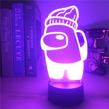 Tarp mūsų Nakties Šviesos Žaidimą lempa 16 Spalvų 3D Namų Stalo Dekoro Atmosfera Naktiniai Nakties Lempos Dovana Led Nuotolinio valdymo Naktį Lempa
