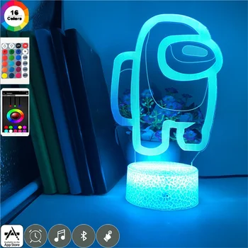 Tarp mūsų Nakties Šviesos Žaidimą lempa 16 Spalvų 3D Namų Stalo Dekoro Atmosfera Naktiniai Nakties Lempos Dovana Led Nuotolinio valdymo Naktį Lempa