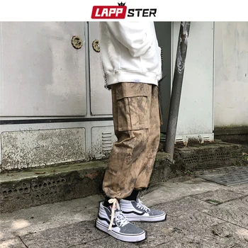 LAPPSTER Vyrų Camo Krovinių Kelnės 2020 M. darbo drabužiai Hip-Hop Japonijos Sweatpants Atsitiktinis Chaki korėjos Derliaus Poilsiu Kamufliažinės Kelnės