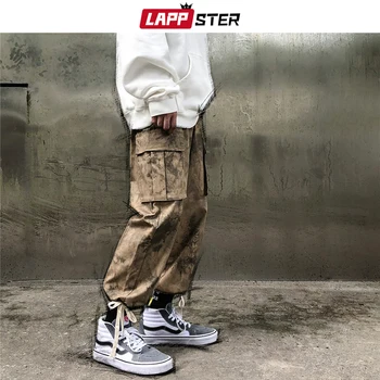 LAPPSTER Vyrų Camo Krovinių Kelnės 2020 M. darbo drabužiai Hip-Hop Japonijos Sweatpants Atsitiktinis Chaki korėjos Derliaus Poilsiu Kamufliažinės Kelnės