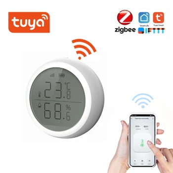 ZigBee Smart Temperatūros ir Drėgmės Jutiklis LCD Ekranas, Darbas Su TuYa ZigBee Baterija Apsaugos Signalizacijos Alexa Smart Hom