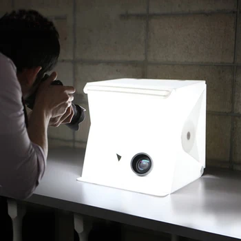 Nešiojamas Sulankstomas Studija Difuzinis Minkštas Dėžutė Su LED Šviesos Juoda Balta Fotografija Fono Foto Studija langelį DSLR Fotoaparatas