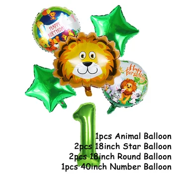 6pcs Džiunglių Apdailos Gyvūnų Liūtas, tigras, beždžionė formą folija balionas 0-9 40inch numbe balionas nustatyti vaikų gimtadienio dekoracijos