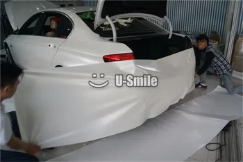 Geriausios Kokybės Satino Pearl White Vinilo Automobilių Vyniojimo Plėvelės Burbulas Nemokama Transporto Priemonės Įvyniojimo Folija Lipdukas