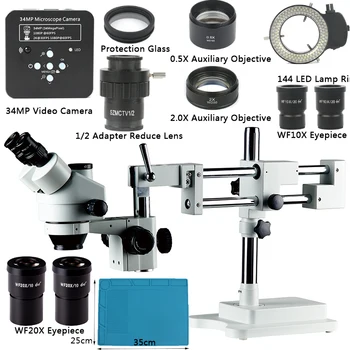 3.5 X 7X 45X 90X Dvigubai Bumas Stovėti Zoom Simul Židinio Trinokulinis Stereo Mikroskopas+34MP Fotoaparato, Mikroskopo Pramonės PCB Remontas