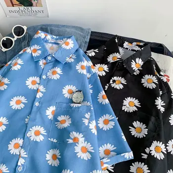 Daisy Spausdinti Havajų Paplūdimys Marškinėliai Vyrams 2020 Metų Vasaros trumpomis Rankovėmis 3XL 