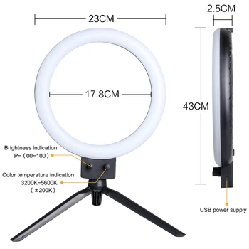9inch Mini LED Vaizdo Selfie Šviesos Žiedas Su Trikojo Žiedas žibintus, 