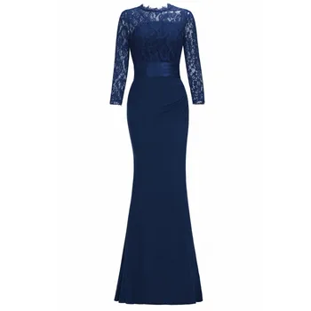 Elegantiškas 2019 Undinė Ilgą vakarinę Suknelę Samtelis Kaklo Trys Ketvirtį Rankovės Vakare Gown chalatas de soiree