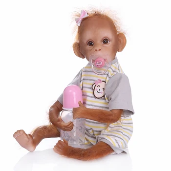 16 colių, 40 cm, Realus Baby Monkey Tikroviška Lėlė Reborn Baby Monkey Rankų darbo Išsamios Tapybos Meno Lėlės su Juostele marškinėliai