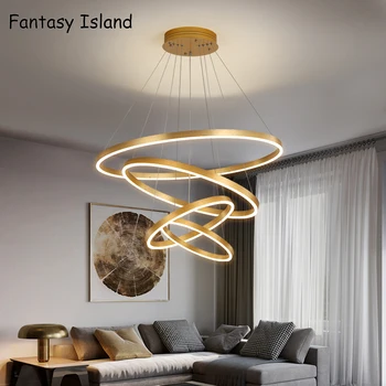 Modernus Dizainas, Aukso Būsto minimalistinio apvalus pakabukas šviesos dizaineris kabo šviesa pakabos aukso ratas, žiedas, lempa, led villa home