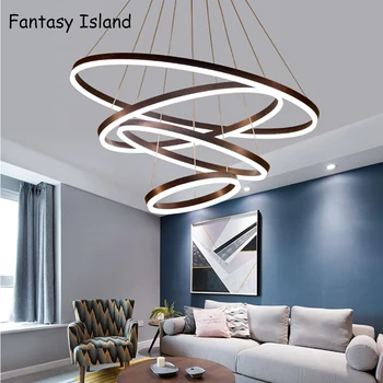 Modernus Dizainas, Aukso Būsto minimalistinio apvalus pakabukas šviesos dizaineris kabo šviesa pakabos aukso ratas, žiedas, lempa, led villa home