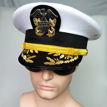 Amerikiečių Armijos Karininkas, Kepurės Snapeliu Kilnus JAV karinio jūrų Laivyno Cosplay Balta Karinės Erelio Emblema Bžūp Helovinas Kalėdų Dovana