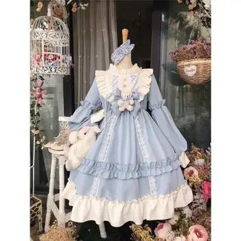 Naujas Atvykimo Gothic Lolita Dress Minkštas Sisiter Lankas Lokys Nėrinių Raudona Mėlyna Rožinė Suknelė Moterims Princesė Dress Palace Kostiumas Mergaitėms