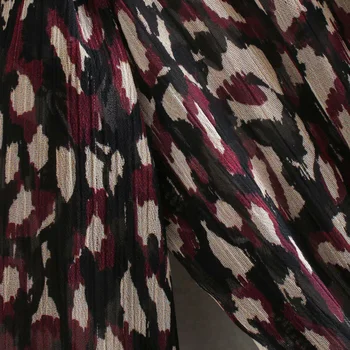 KUMSVAG Moterų Vasaros Spausdinti Mini Suknelė ilgomis Rankovėmis Elastinga juosmens Domino Pynimas Moterų Šifono Pamušalas Derliaus Suknelės WW6725