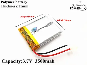 3.7 V 3500mAH 115055 Polimeras ličio jonų / Li-ion daugkartinio Įkrovimo baterija DVR,GPS,mp3,mp4