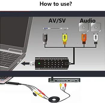 Easycap USB 2.0 Lengvai Bžūp Vaizdo TV, DVD, VHS DVR įrašymo Plokštę Lengviau Dangtelis USB Video Capture Device Paramos Win10