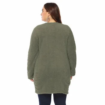 PGSD Žiemos kietas paprastas atsitiktinis Didelis dydis Moterų drabužiai dvipusis aksomo Didelis kišenėje Pliušinis Megzti megztinis Mygtuką šiltas megztinis
