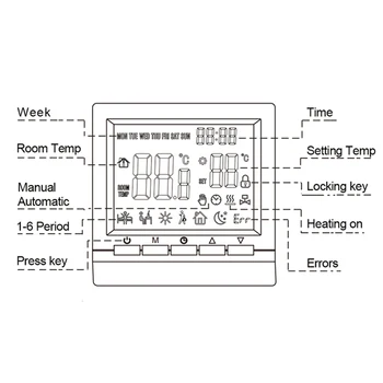 Elektrinis Termostatas Savaitę Programuojamas Temperatūros Reguliatorius LCD Ekranas Office Home Naujas