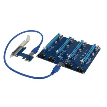 PCIe 1 iki 4 PCI express 16X lizdai Riser Card USB3.0 PCI-E 1X Išorės 4 PCI-e slot Adapter Port Multiplier Kortelę už BTC Miner