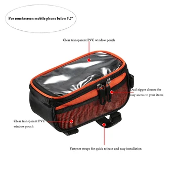 Lixada dviračio krepšys mtb dviračio priekyje rėmo viršutinis vamzdis, maišelis dviračių krepšys, krepšiai priedai vandeniui stabdžių sistema, skirta 5.7 colių telefono