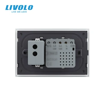 LivoloC9 MUMS AU Standarto 67,5 mm Sienos Jutiklinį Jungiklį,2way Smart wifi Kontrolės,balta kristalų, stiklo,plastiko mygtuką,su Brazilija usb kištukas