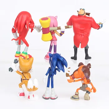 6pcs/set Sonic Veiksmų Skaičius, Žaislai, PVC Bumas Retas Dr Eggman Šešėlis Modelis Figūrėlės Lėlės