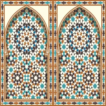Užuolaidų Arabų Arch Tradicinių Islamo Architektūros, Klasikinis Eksterjero Dekoravimo Elementas, Ruda Mėlyna Balta